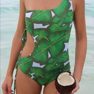 Nicole Swimwear Leafy One Shoulder One Piece